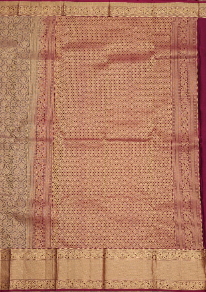 Wine Zariwork Pure Silk Saree-Koskii