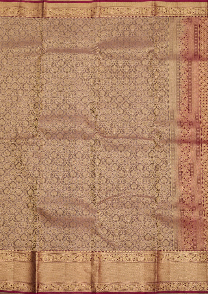 Wine Zariwork Pure Silk Saree-Koskii