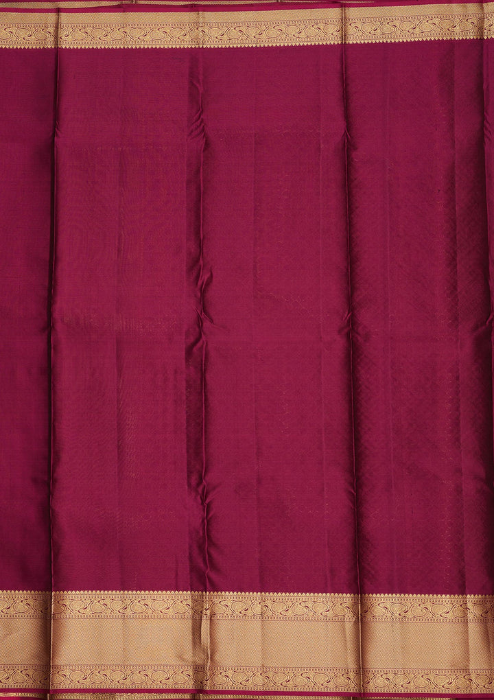 Wine Zariwork Pure Silk Saree-Koskii