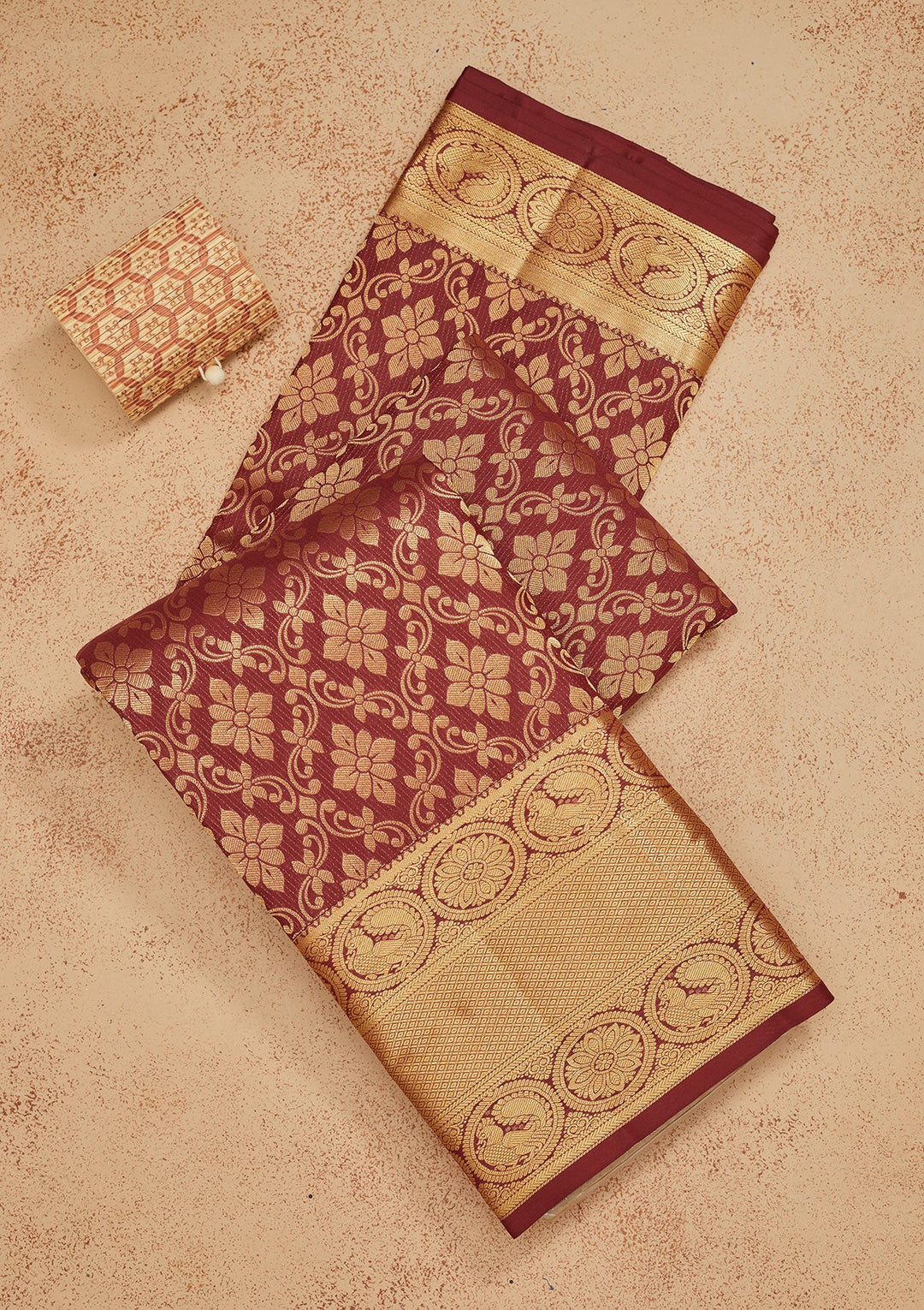 Wine Zariwork Pure Silk Saree-Koskii