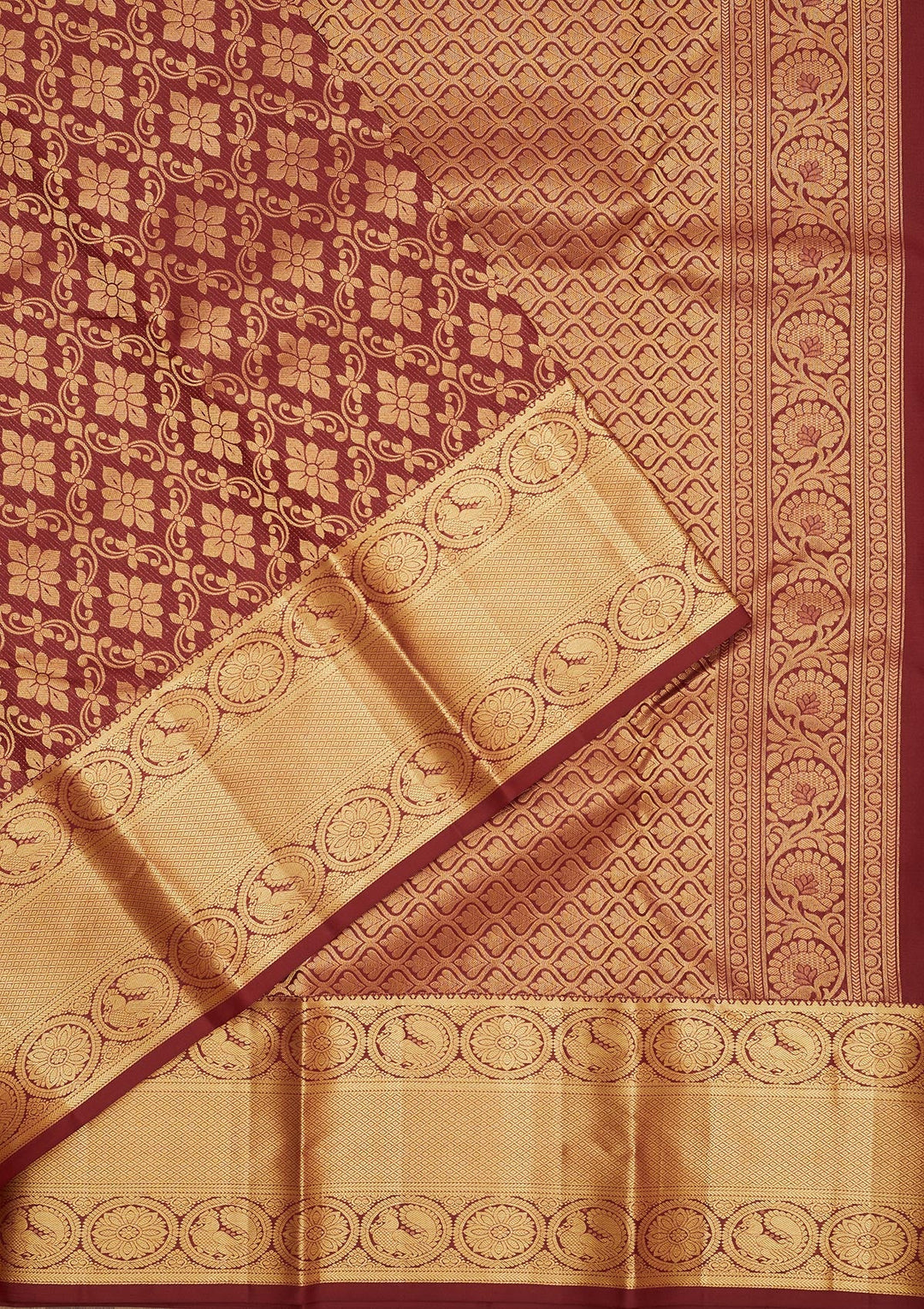Wine Zariwork Pure Silk Saree-Koskii