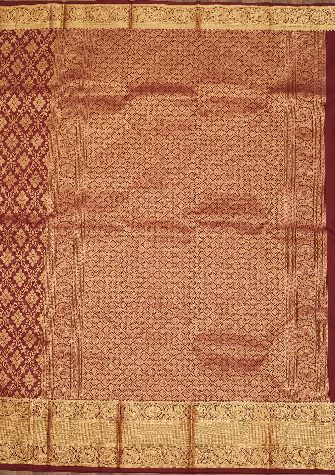 Wine Zariwork Pure Silk Saree-Koskii