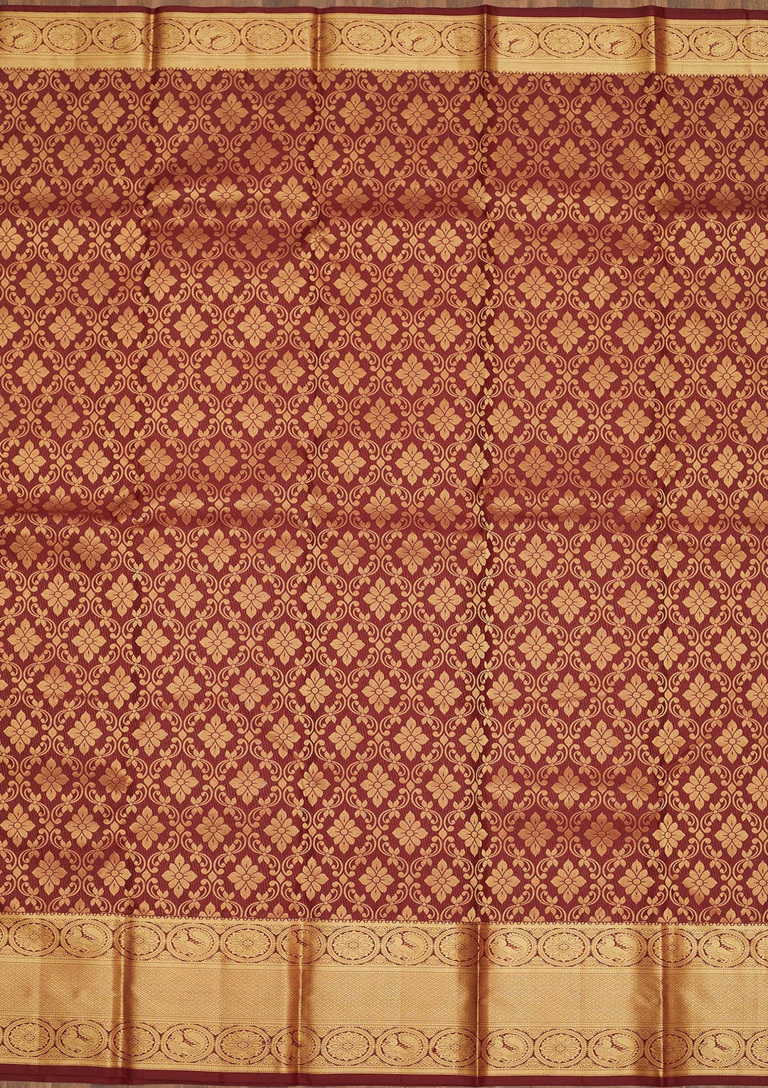 Wine Zariwork Pure Silk Saree-Koskii