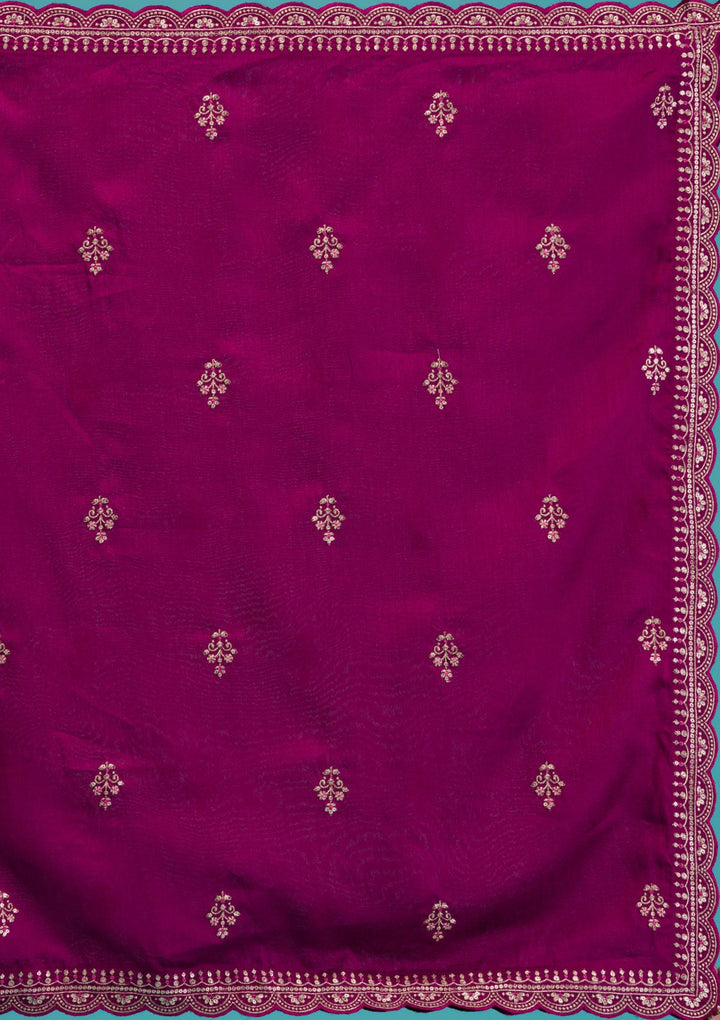Wine Zariwork Raw Silk Readymade Salwar Suit-Koskii