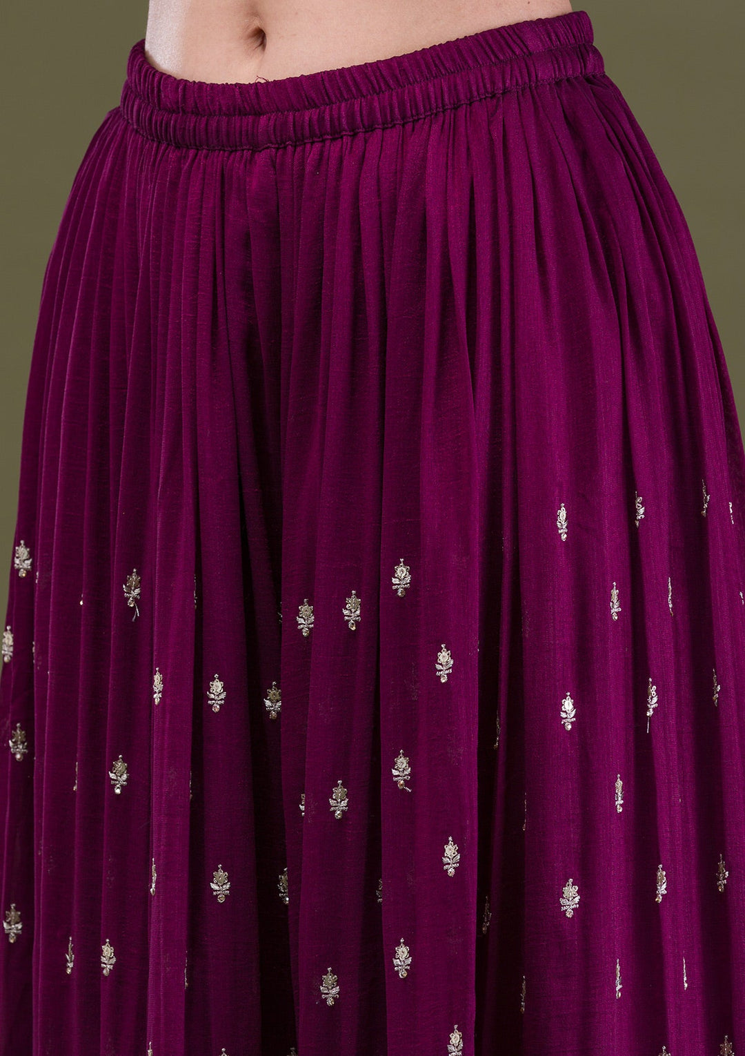 Wine Zariwork Raw Silk Readymade Salwar Suit-Koskii