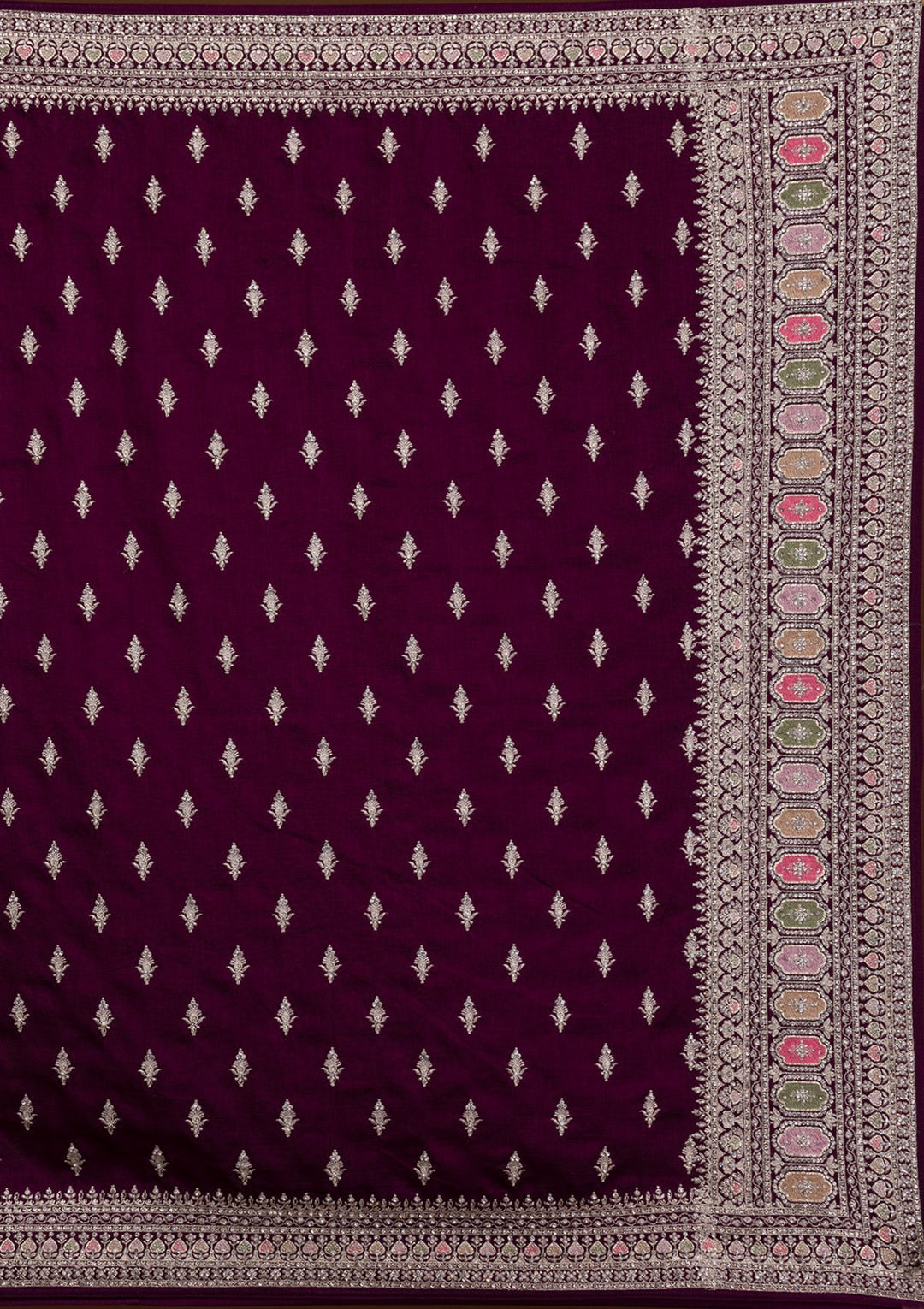 Wine Zariwork Raw Silk Saree-Koskii