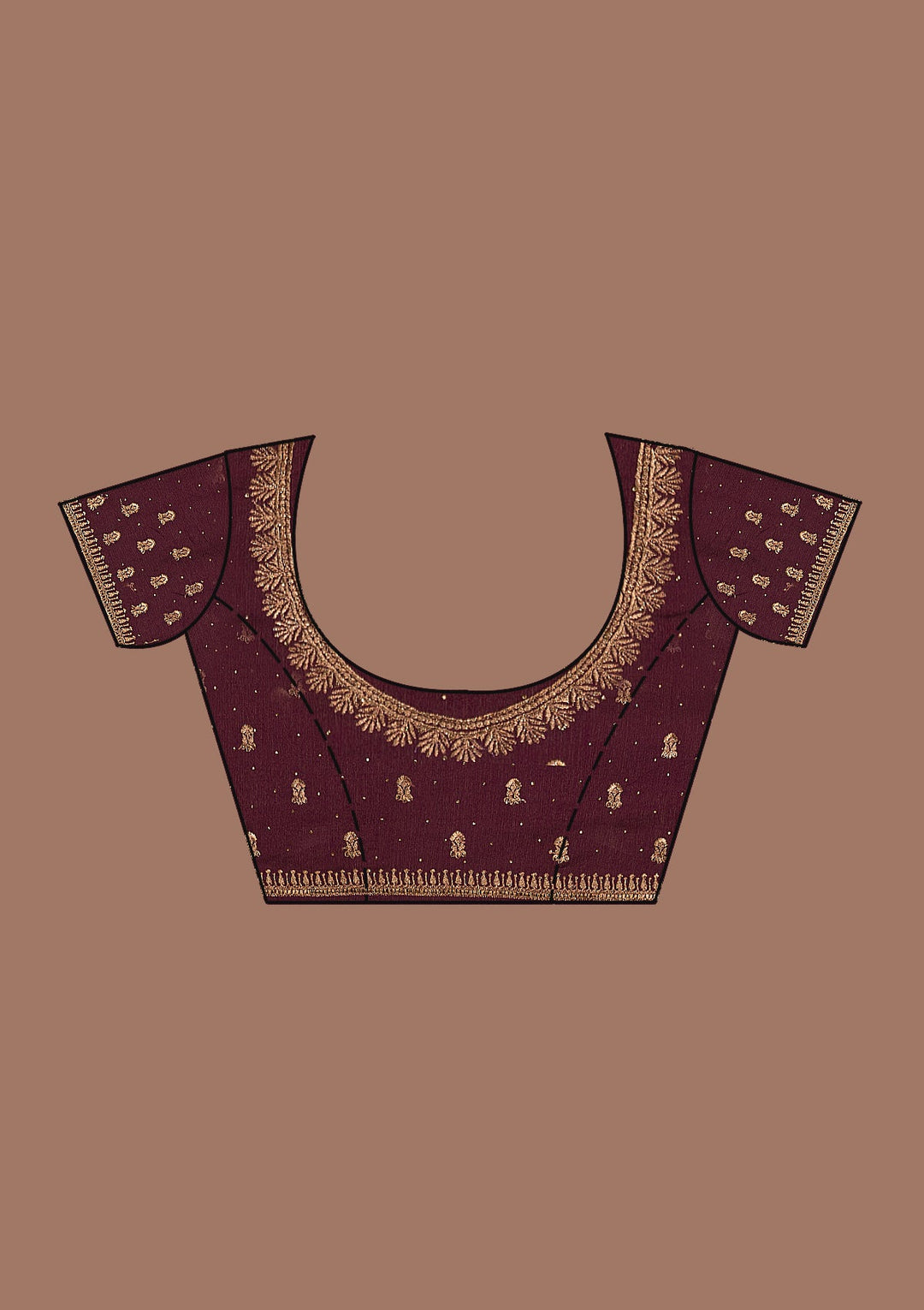 Wine Zariwork Semi Crepe Saree-Koskii