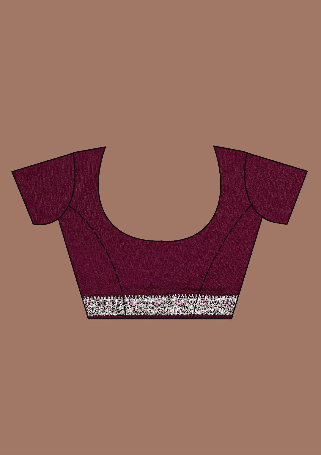 Wine Zariwork Semi Crepe Saree-Koskii