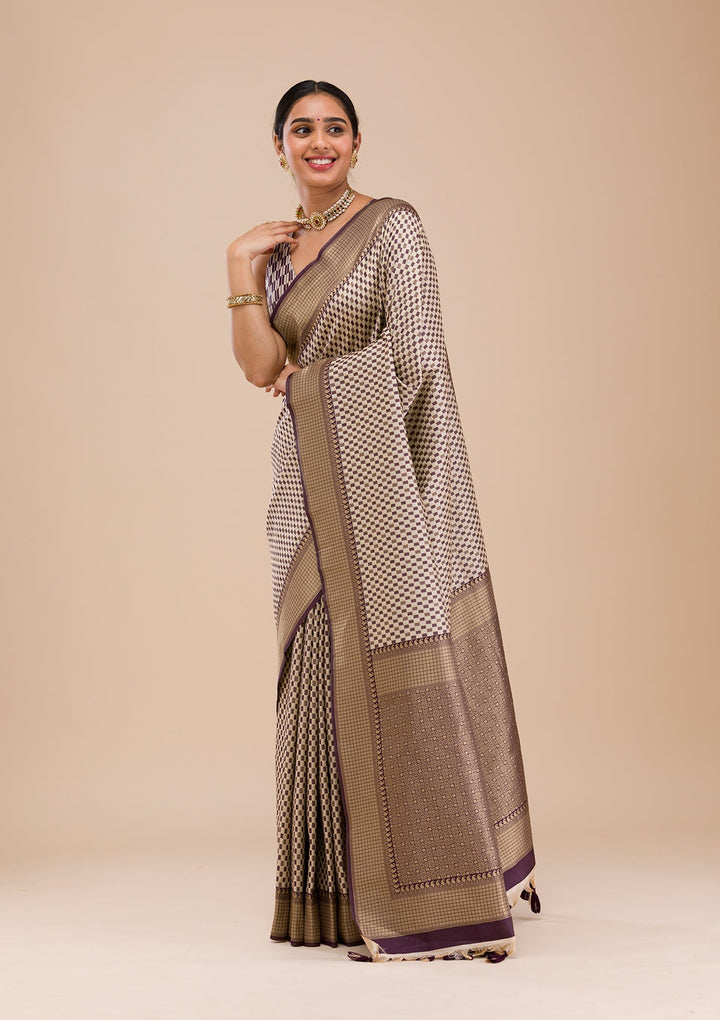 Wine Zariwork Silk Saree-Koskii