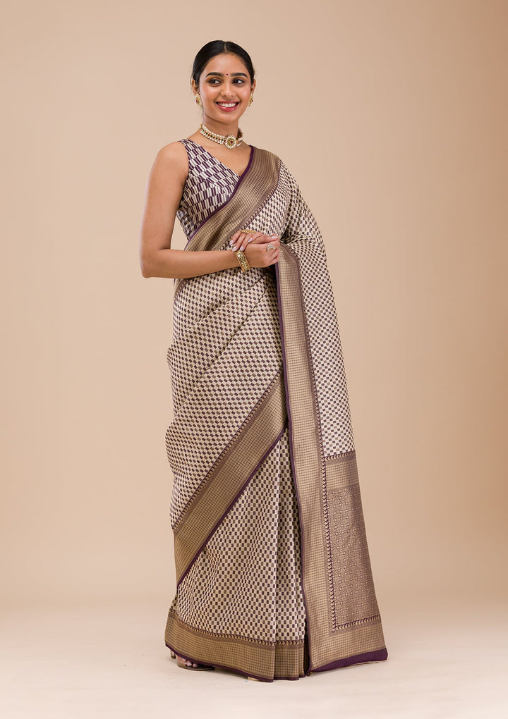 Wine Zariwork Silk Saree-Koskii