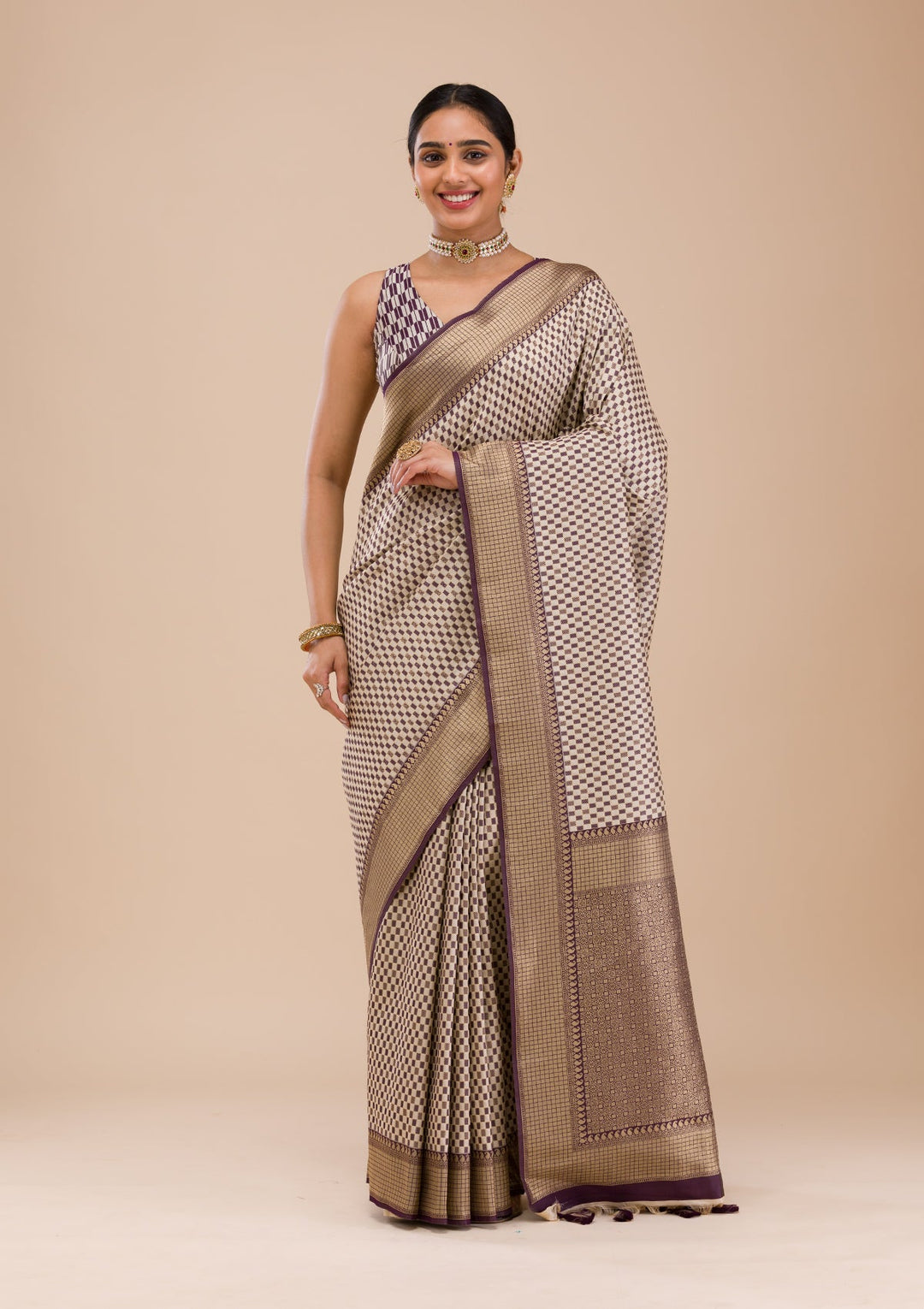 Wine Zariwork Silk Saree-Koskii
