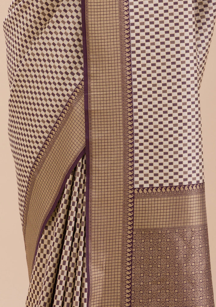 Wine Zariwork Silk Saree-Koskii