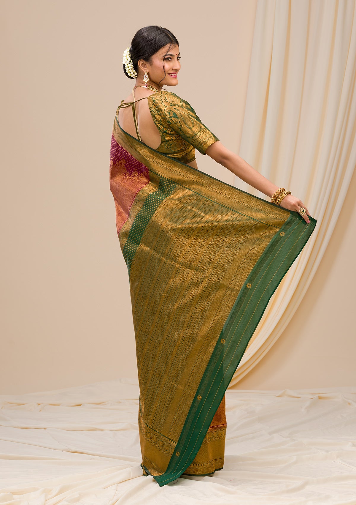 Wine Zariwork Soft Silk Saree-Koskii