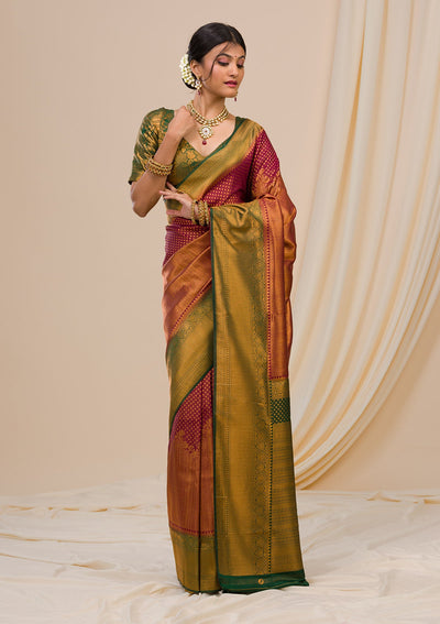 Wine Zariwork Soft Silk Saree-Koskii