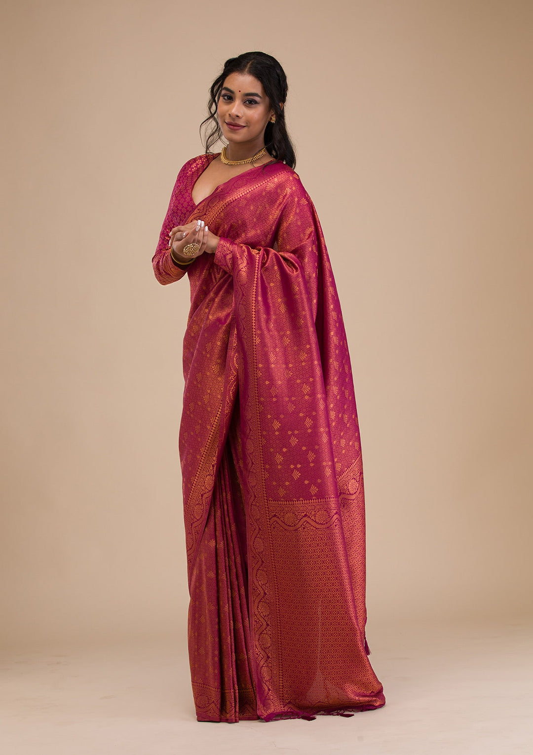 Wine Zariwork Soft Silk Saree-Koskii