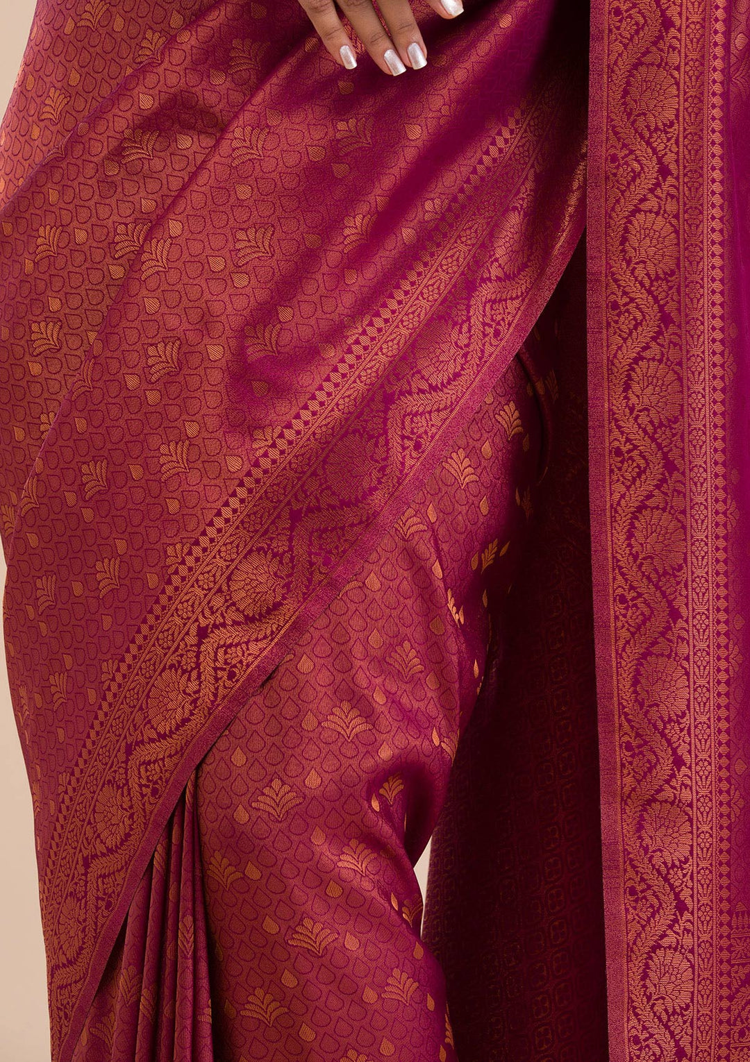 Wine Zariwork Soft Silk Saree-Koskii