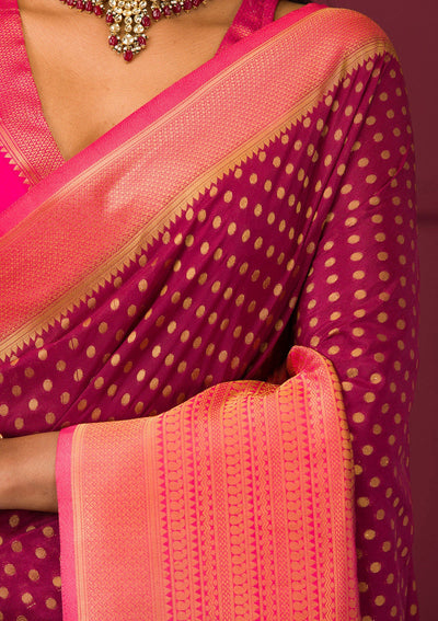 Wine Zariwork Soft Silk Saree-Koskii