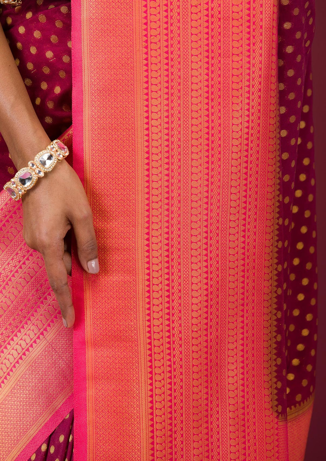 Wine Zariwork Soft Silk Saree-Koskii