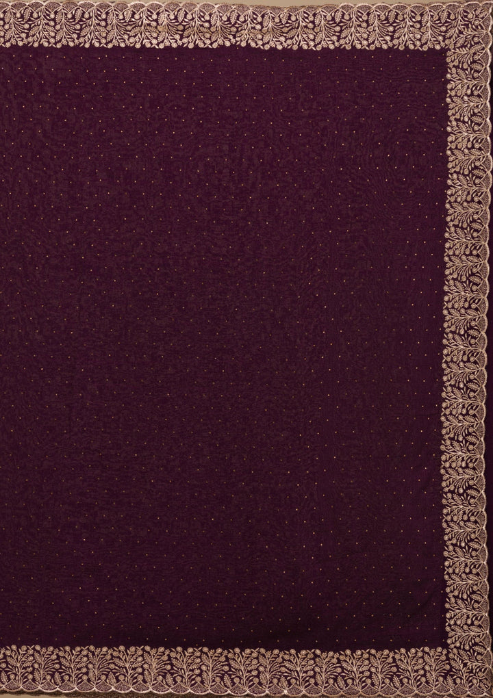 Wine Zariwork Soft Silk Saree