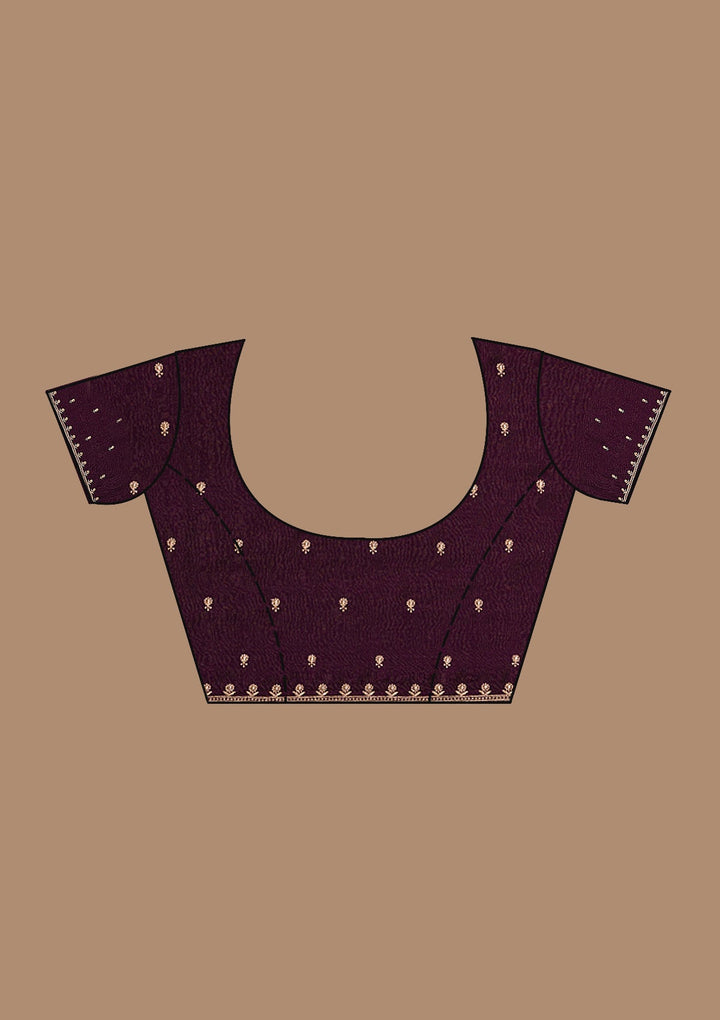 Wine Zariwork Soft Silk Saree