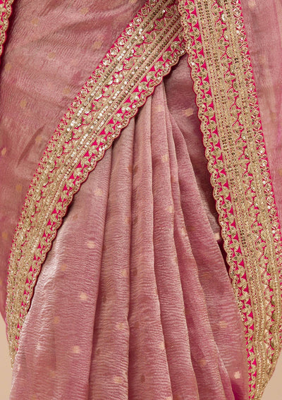 Wine Zariwork Tissue Saree