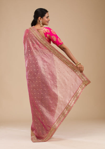 Wine Zariwork Tissue Saree