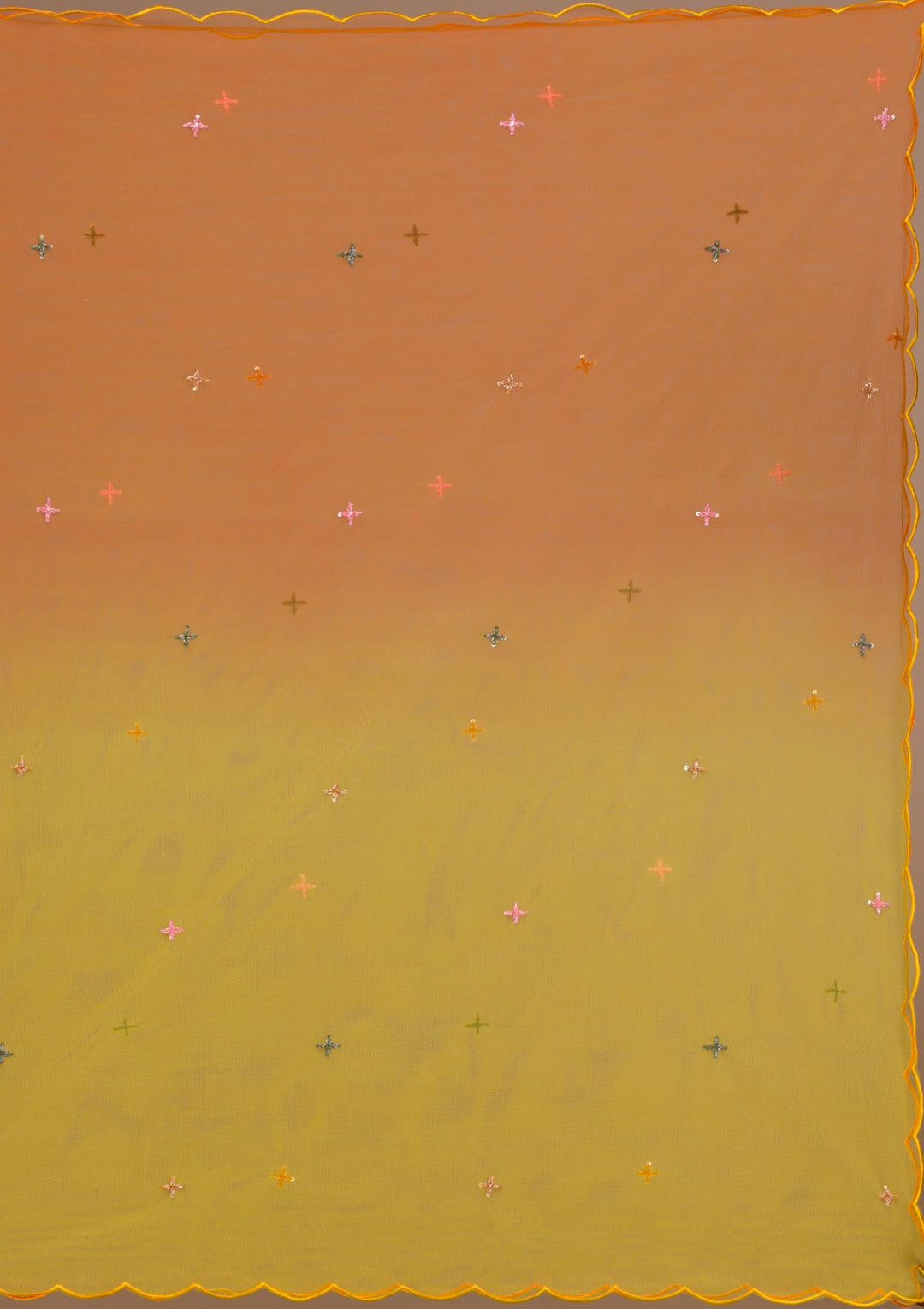 Yellow Cutdana Crepe Readymade Lehenga-Koskii