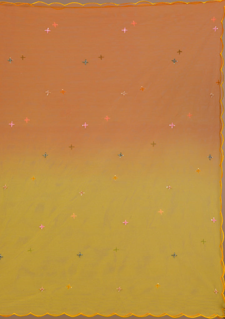 Yellow Cutdana Crepe Readymade Lehenga-Koskii