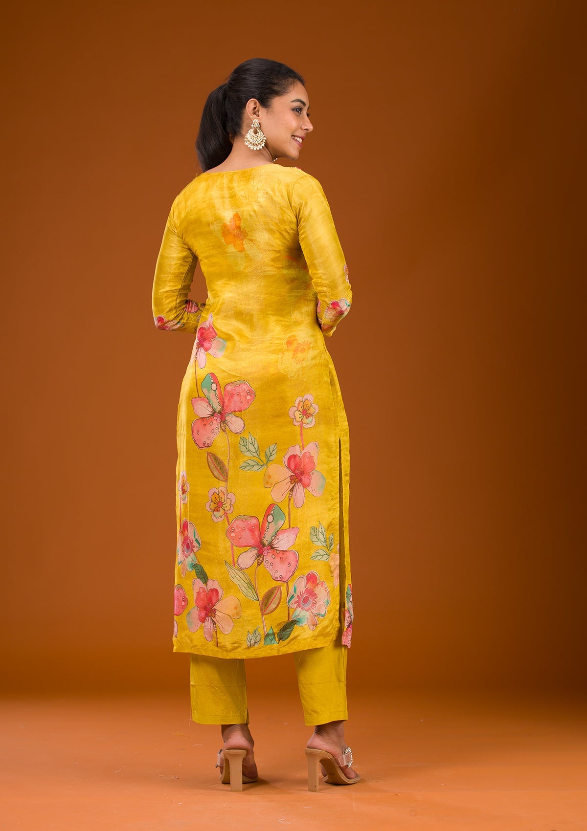 Yellow Cutdana Tissue Readymade Salwar Suit-Koskii