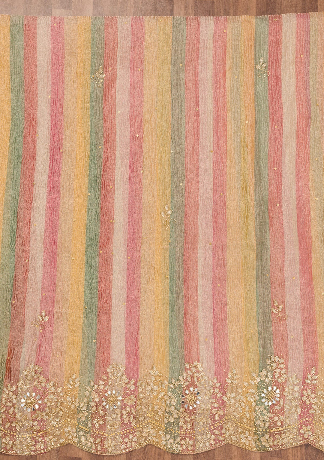 Yellow Cutdana Tissue Unstitched Salwar Suit-Koskii