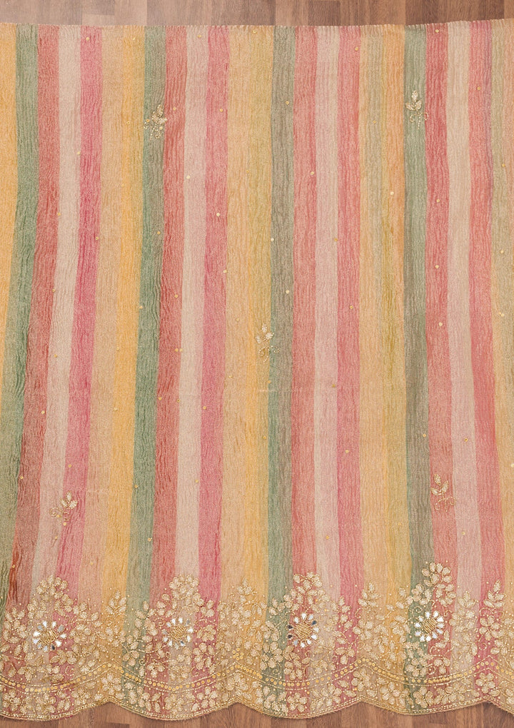 Yellow Cutdana Tissue Unstitched Salwar Suit-Koskii