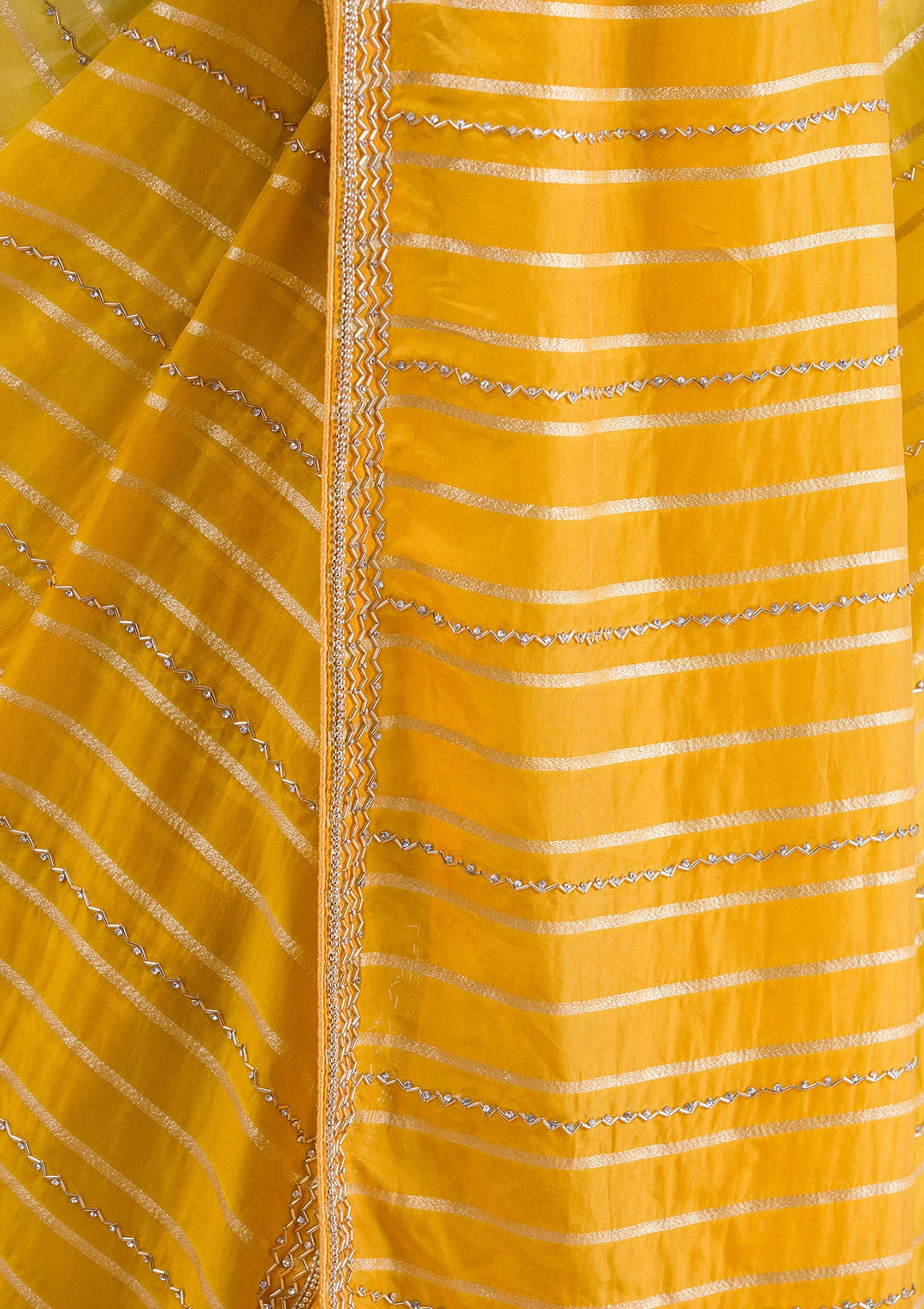 Yellow Cutdana Tissue Saree-Koskii
