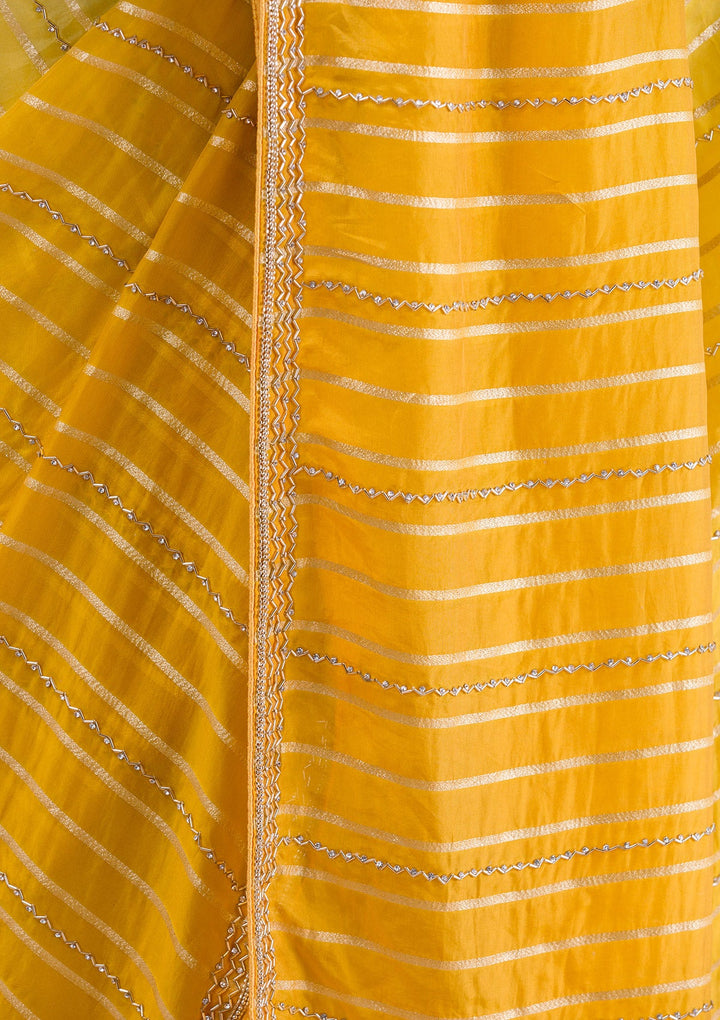 Yellow Cutdana Tissue Saree-Koskii