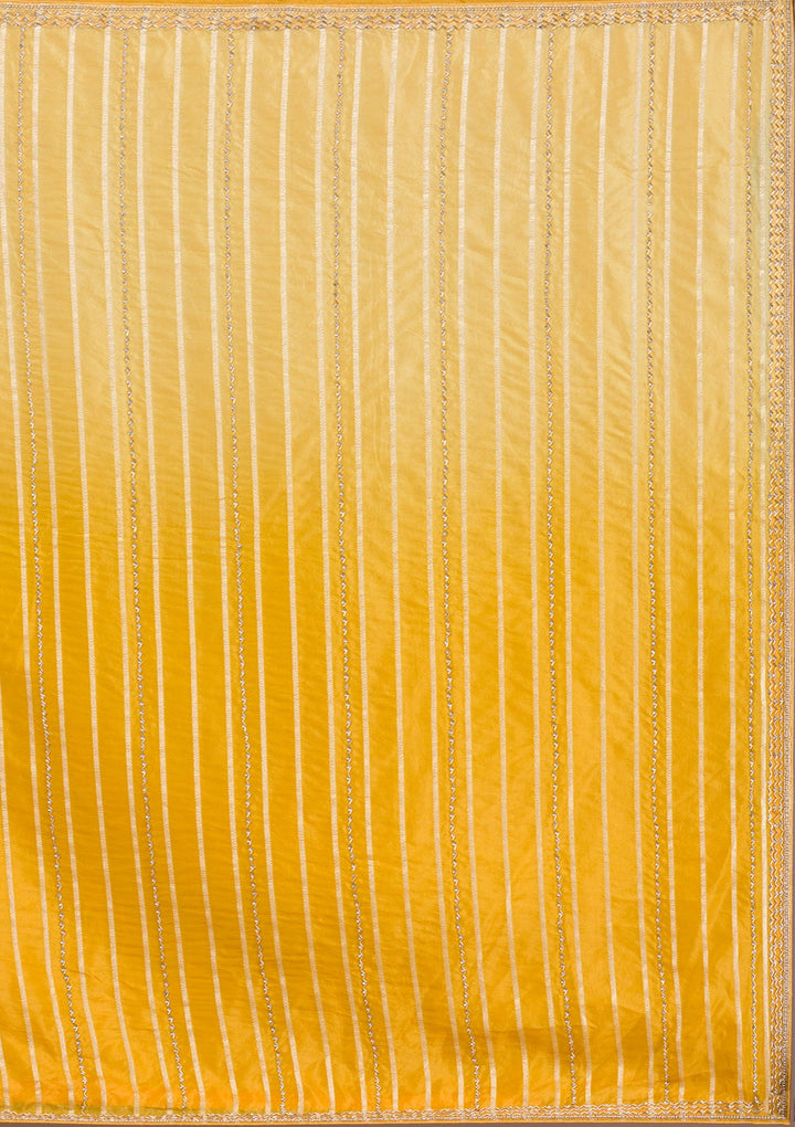 Yellow Cutdana Tissue Saree-Koskii