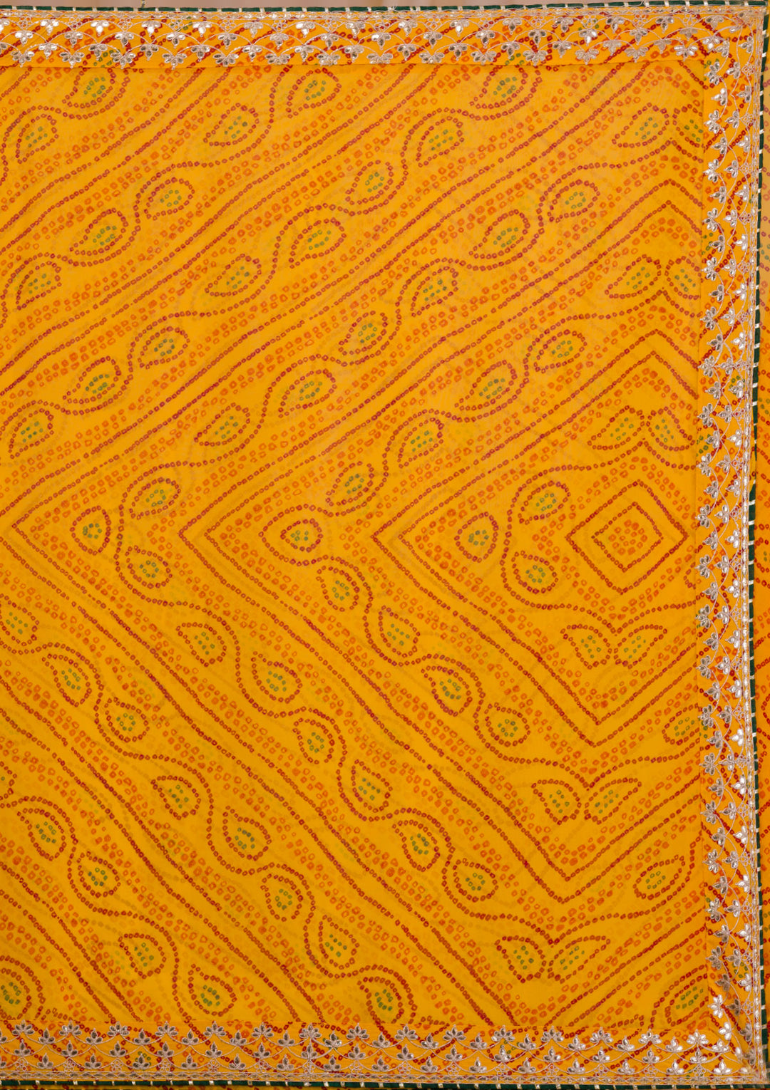 Yellow Bandhani Georgette Saree-Koskii
