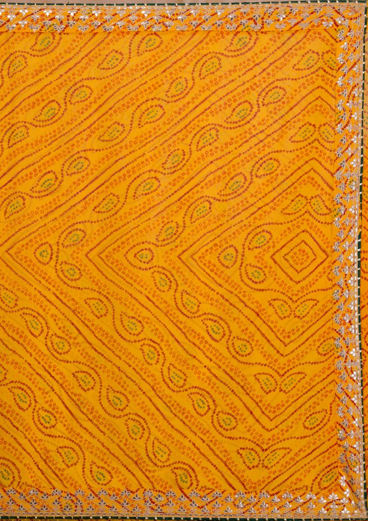 Yellow Bandhani Georgette Saree-Koskii