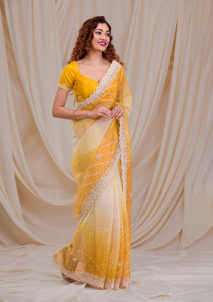 Onion Pink Stonework Satin Designer Saree-Koskii
