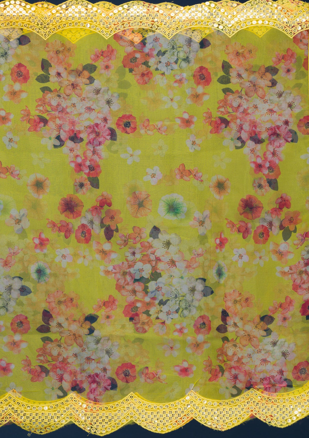 Yellow Printed Georgette Readymade Salwar Suit-Koskii