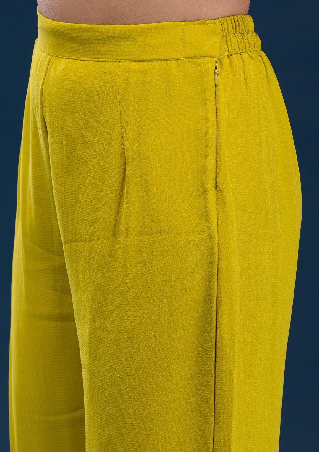 Yellow Printed Georgette Readymade Salwar Suit-Koskii