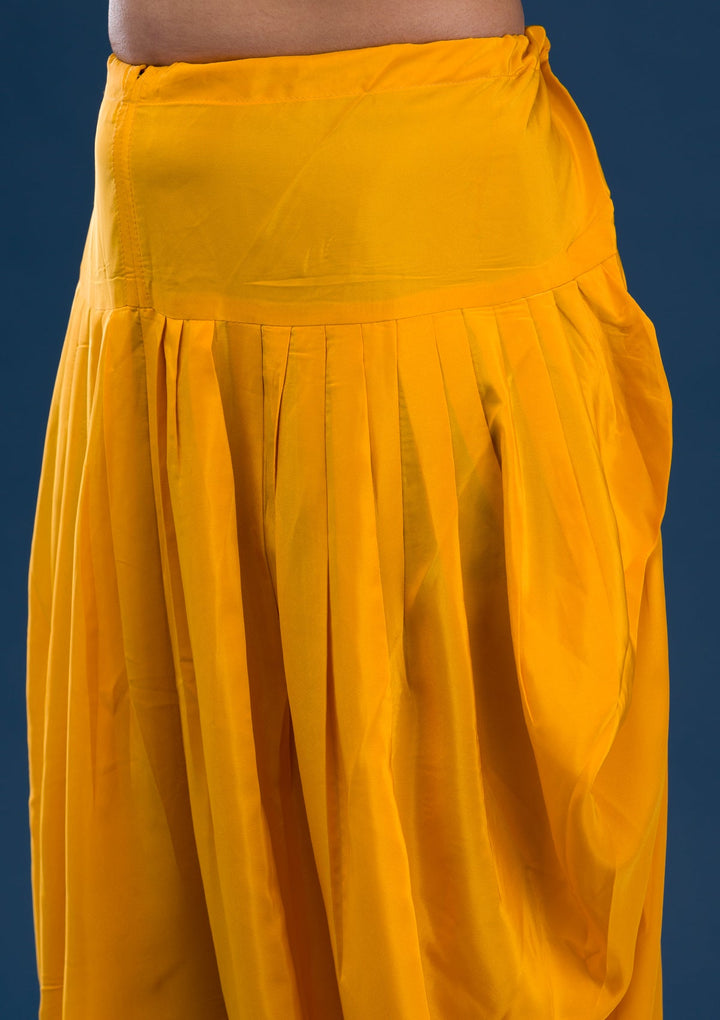Yellow Printed Georgette Readymade Salwar Suit-Koskii