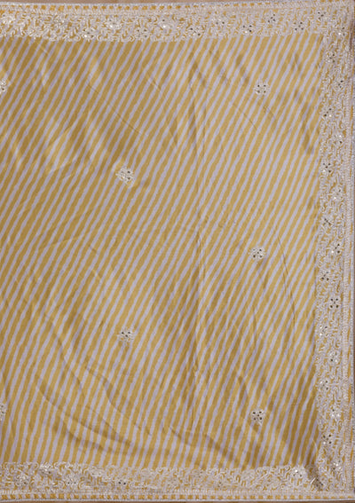 Yellow Printed Semi Crepe Saree-Koskii