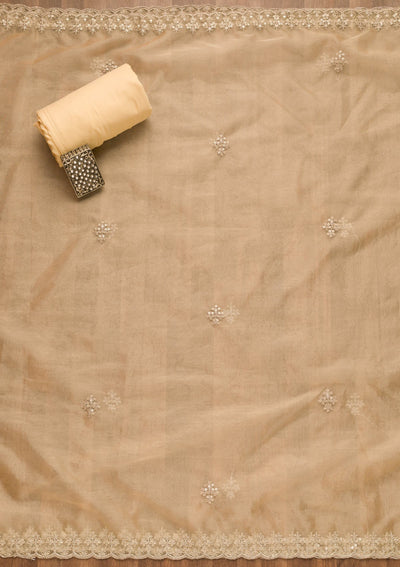 Yellow Printed Tissue Unstitched Salwar Suit-Koskii