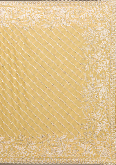 Yellow Sequins Georgette Saree