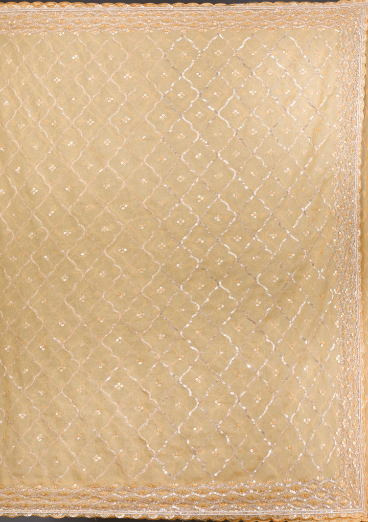 Yellow Sequins Tissue Saree-Koskii