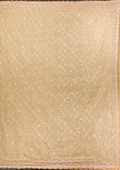 Yellow Sequins Tissue Saree-Koskii