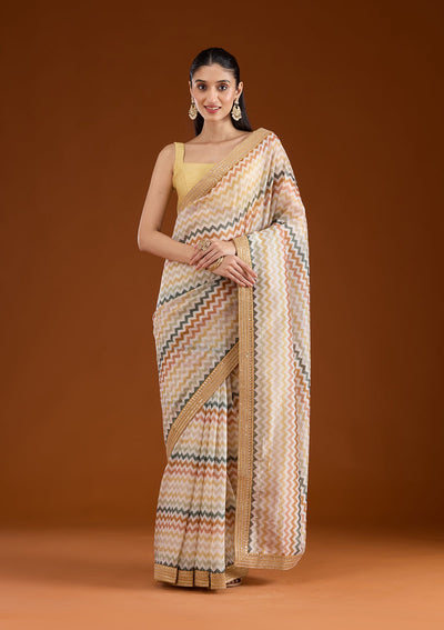 Yellow Sequins Tissue Saree-Koskii