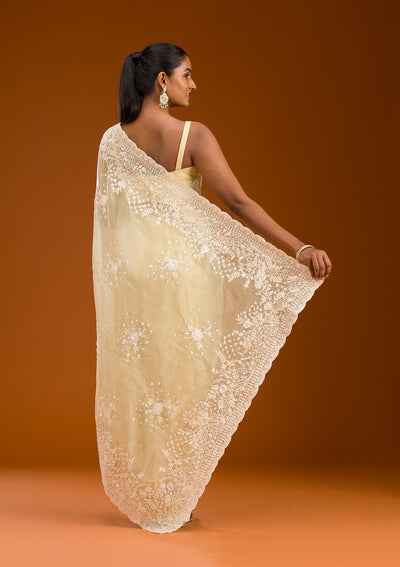 Yellow Sequins Tissue Saree