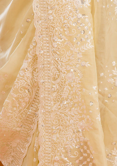 Yellow Sequins Tissue Saree