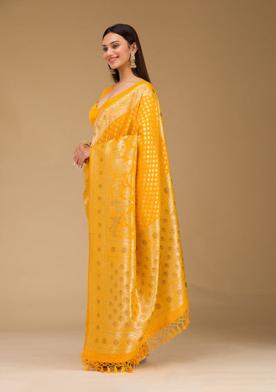 Yellow Stonework Art Silk Saree