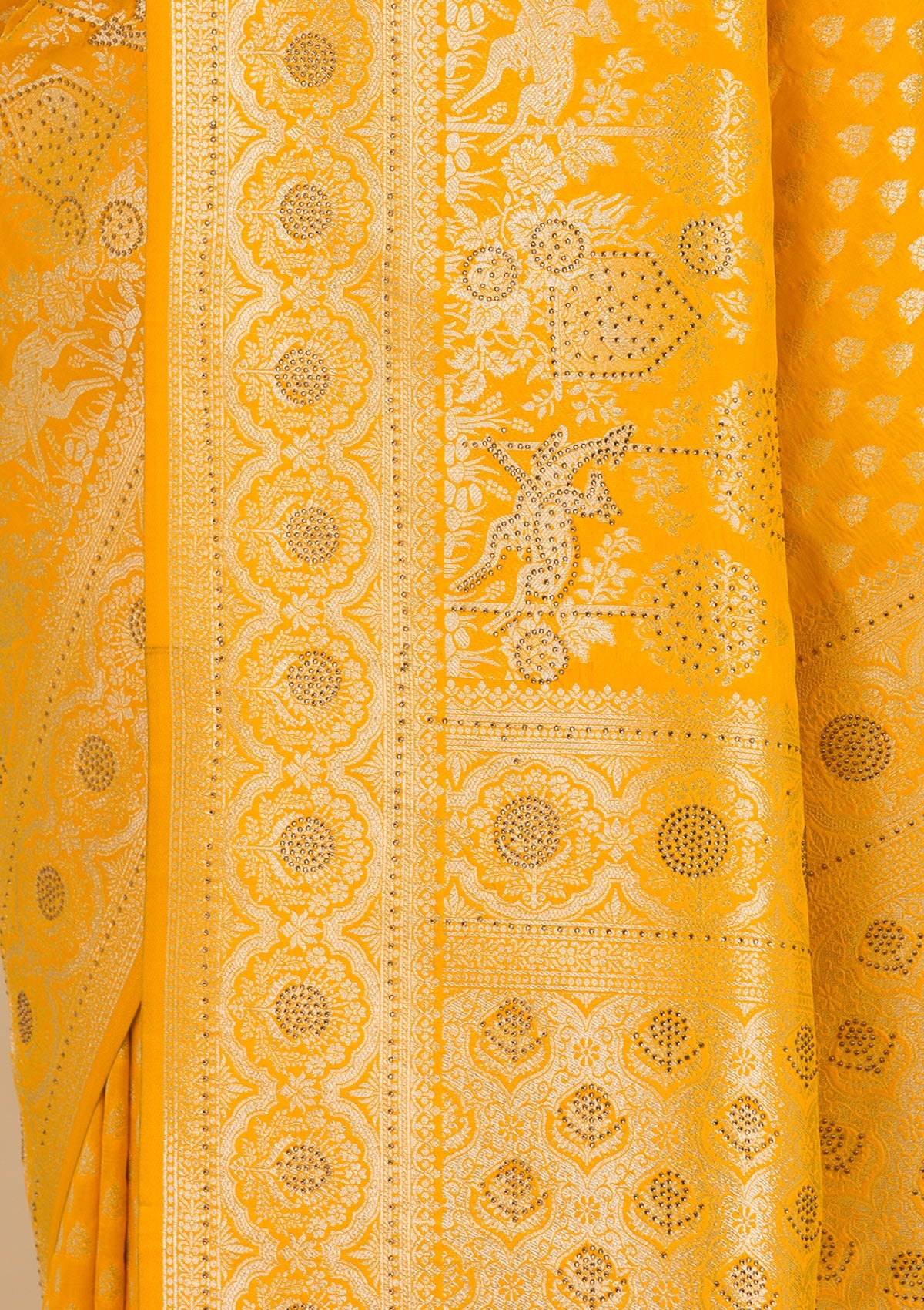 Yellow Stonework Art Silk Saree